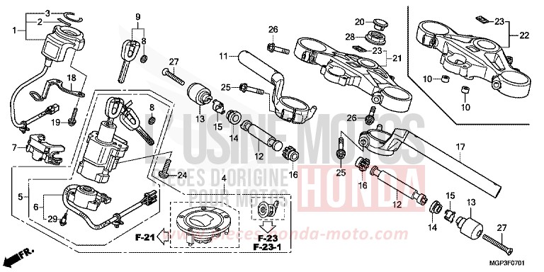 TUYAU DE GUIDON/PONT SUPERIEUR (CBR1000RRE/RAE/CBR1000S/SA) von CBR1000RR "Fireblade" GRAPHITE BLACK (NHB01) von 2014